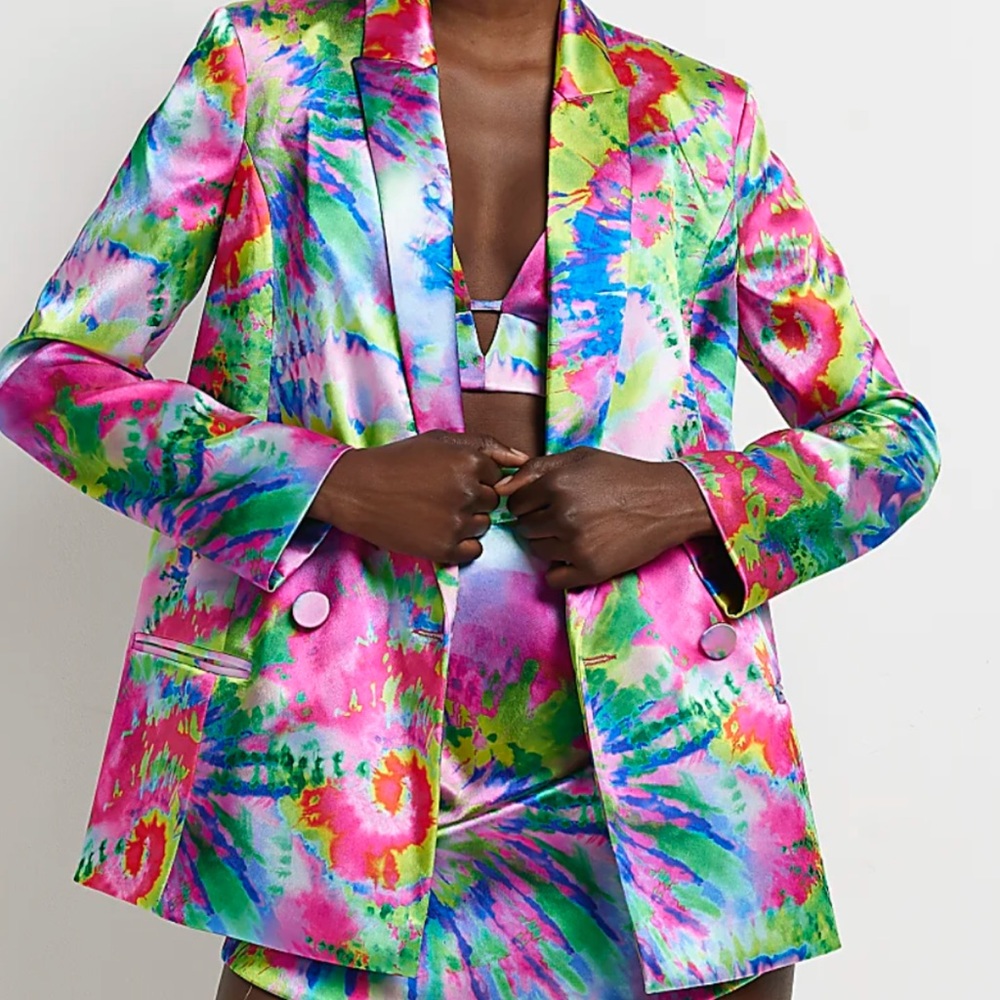 River Island 
PINK SATIN TIE DYE BLAZER sz. Small (EU 34)
$174 originally
